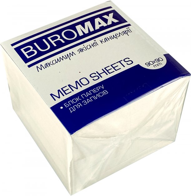 Паперовий блок для нотаток BUROMAX 90х90 не склеєний 1000 арк. Білий(BM.2276)
